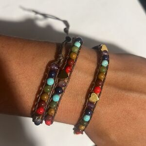 Beautiful Beaded Wrap Bracelet NEW - Colorful Hearts - Beaded - Handmade